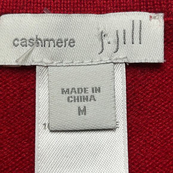 J.Jill red 100% cashmere red long sleeve tunic crew neck sweater size M - Picture 5 of 7